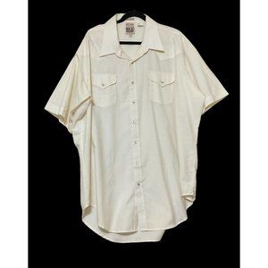 ELY CATTLEMAN Mens Size 19 Tall Pearl Snap Shirt Short Sleeve Wrinkle Resistant